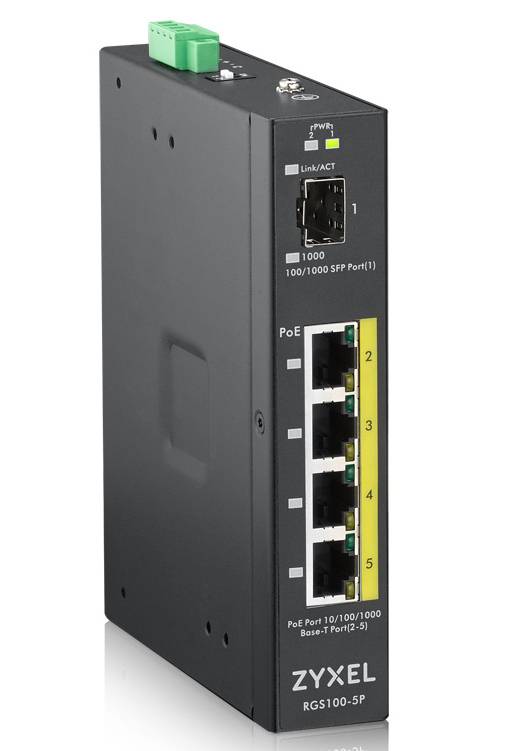 Rca Informatique - image du produit : RGS100-5P UNMANAGED INDUSTRIAL SWITCH - 5 POE + GBPS PORTS