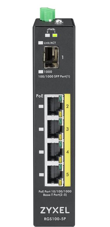 Rca Informatique - image du produit : RGS100-5P UNMANAGED INDUSTRIAL SWITCH - 5 POE + GBPS PORTS