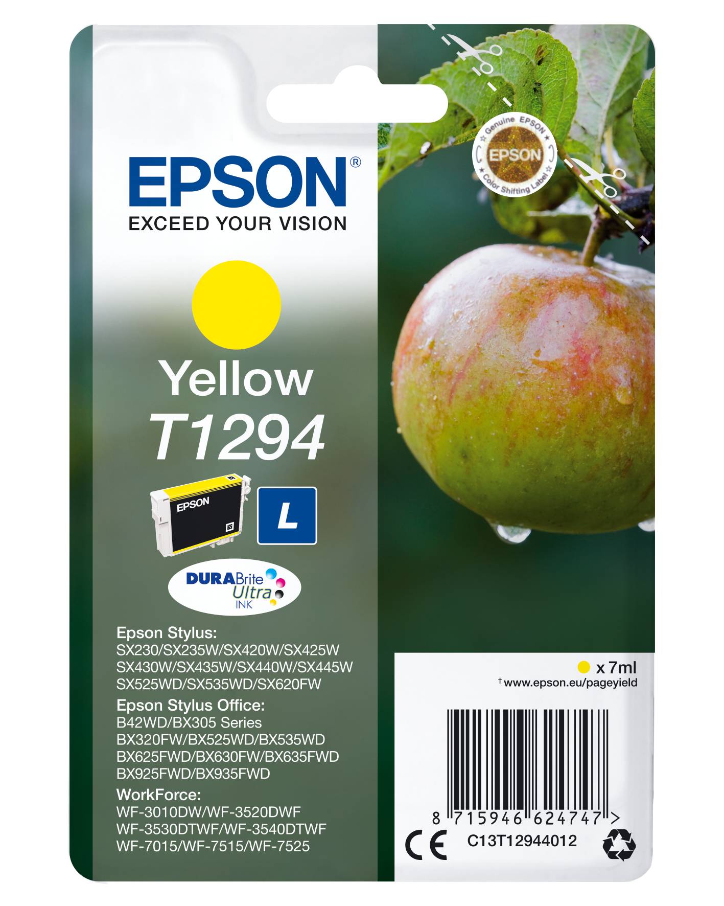 Rca Informatique - Image du produit : INK CARTR DURABRITE YELLOW T 1294 F/ BX305F BX320FW SX420W