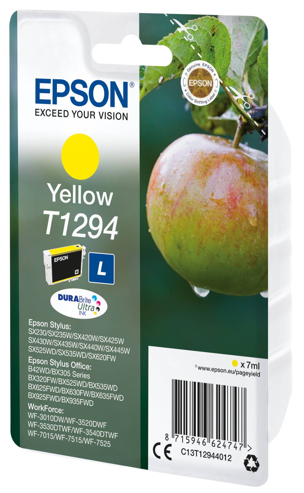 Rca Informatique - image du produit : INK CARTR DURABRITE YELLOW T 1294 F/ BX305F BX320FW SX420W