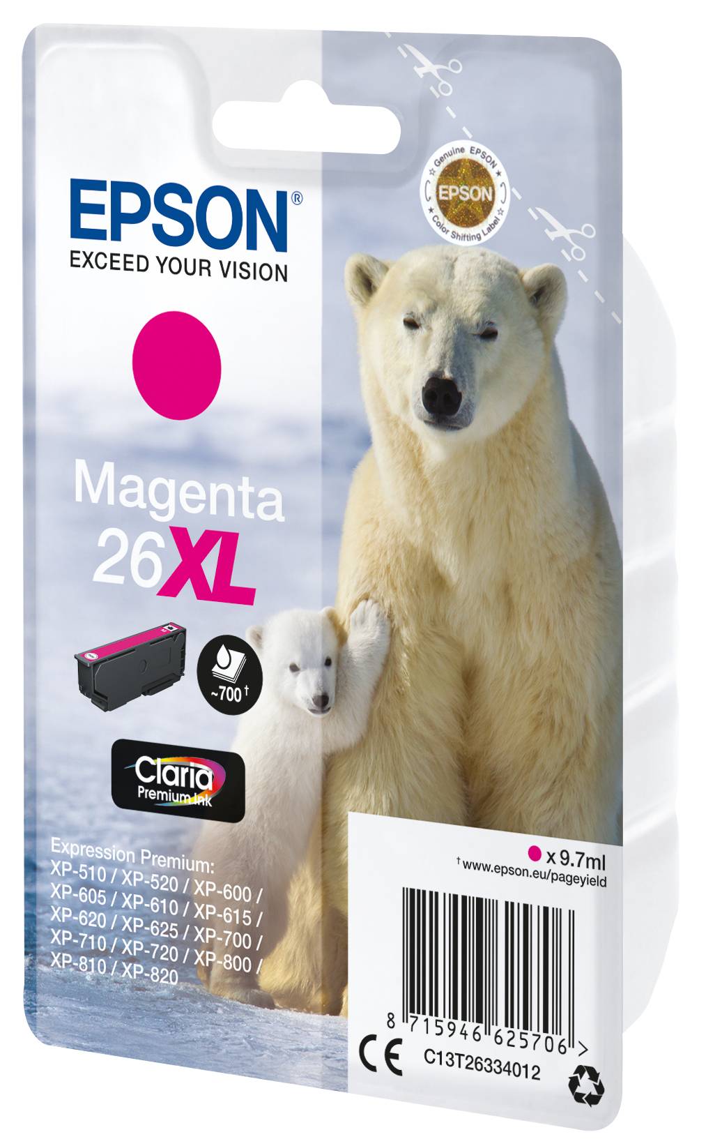 Rca Informatique - image du produit : PREMIUM INK CLARIA MAGENTA 26XL .