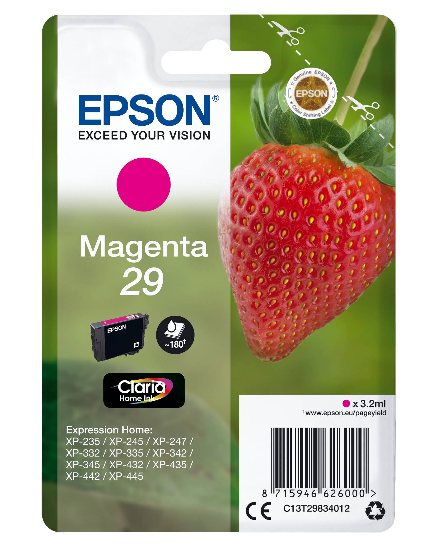 Rca Informatique - Image du produit : SGLPCK MAGENTA 29 HOME INK MAGENTA STANDARD