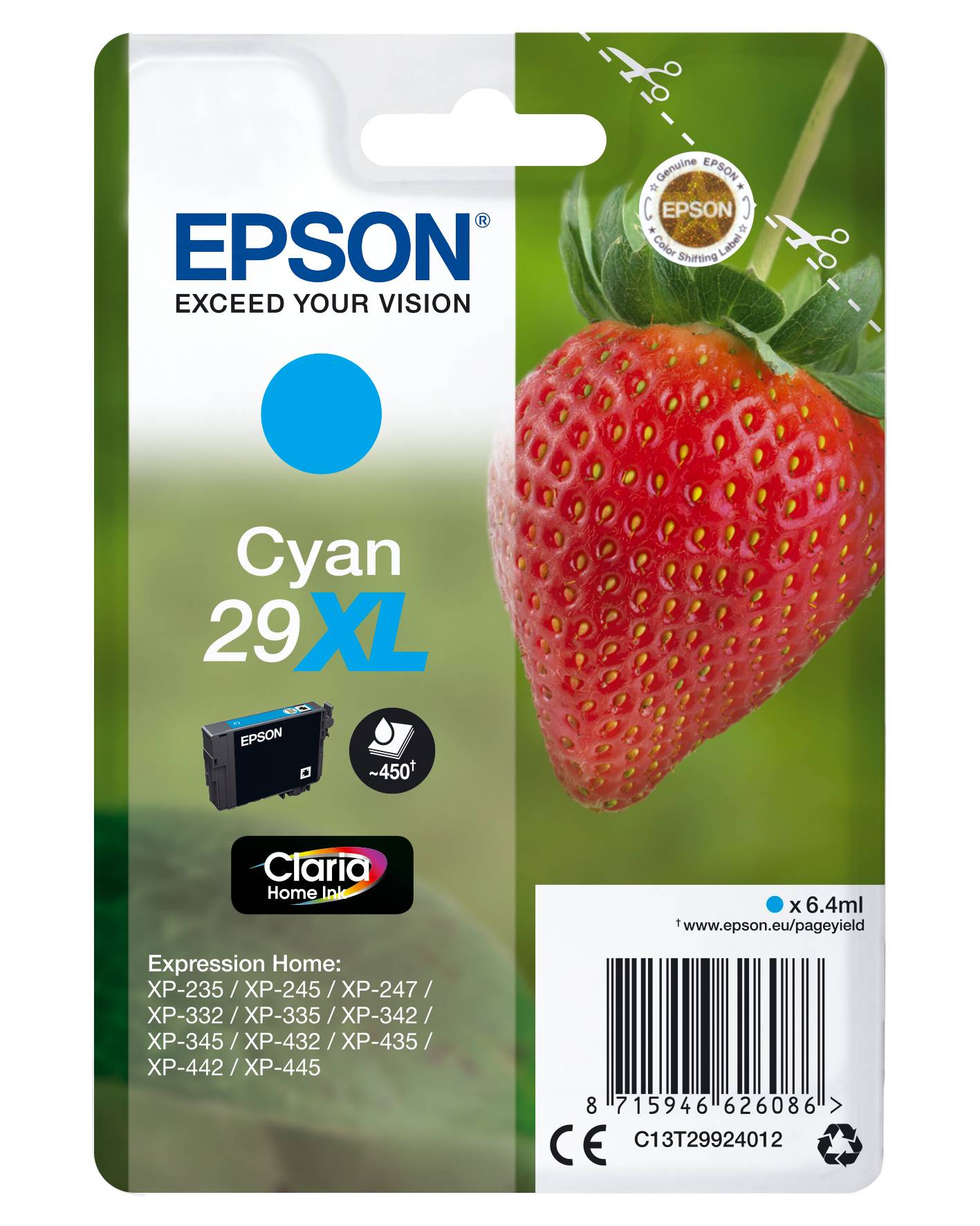 Rca Informatique - Image du produit : SGLPCK CYAN 29XL HOME INK CYAN HIGH XL