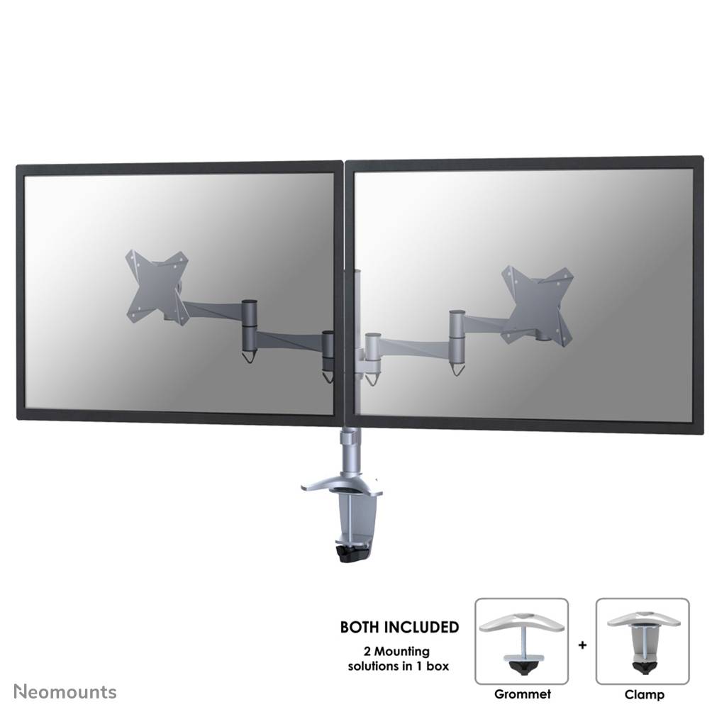 Rca Informatique - image du produit : DESK MOUNT DUAL 10-27IN SILVER CLMP/GRM.MAX18KG.75X75TO100X100M