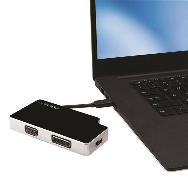 Rca Informatique - image du produit : ADAPTATEUR DE VOYAGE 3 EN 1 USB-C VERS VGA DVI OU HDMI - 4K