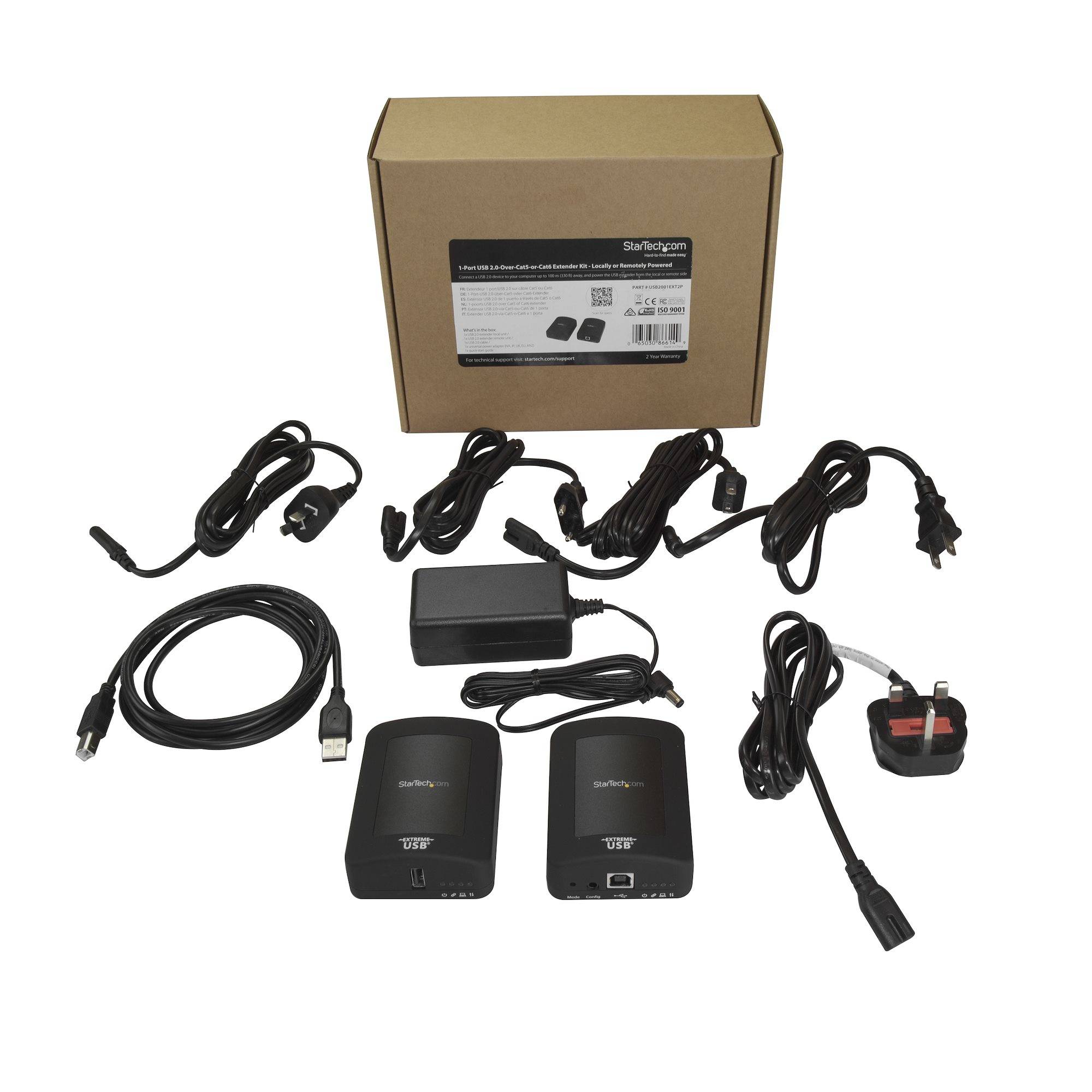 Rca Informatique - image du produit : 1PORT USB EXTENDER KIT -LOCAL OR REMOTE POWER -USB TO ETHERNET