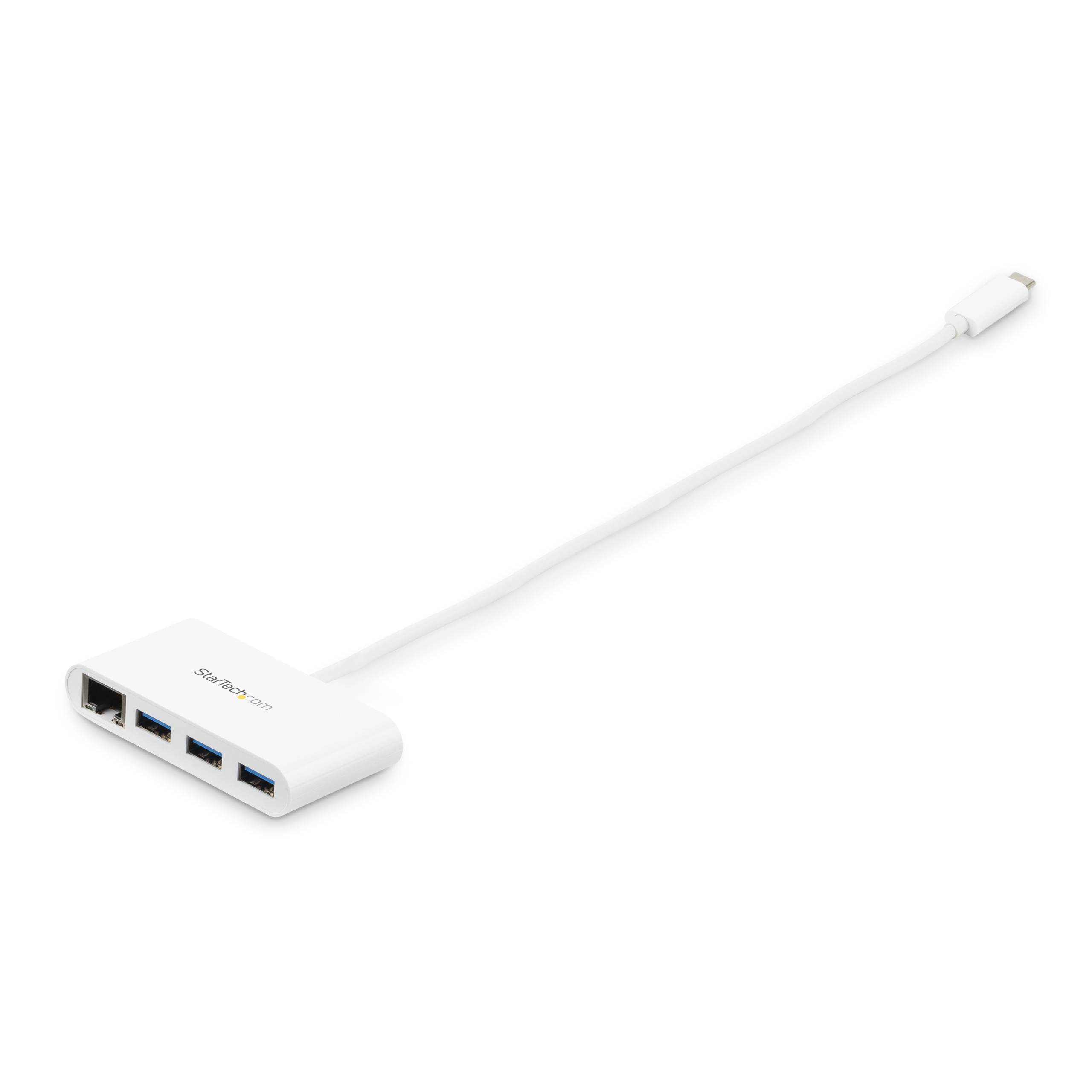 Rca Informatique - image du produit : HUB USB 3.0 A 3 PORTS AVEC GIGABIT ETHERNET - USB-C - BLANC