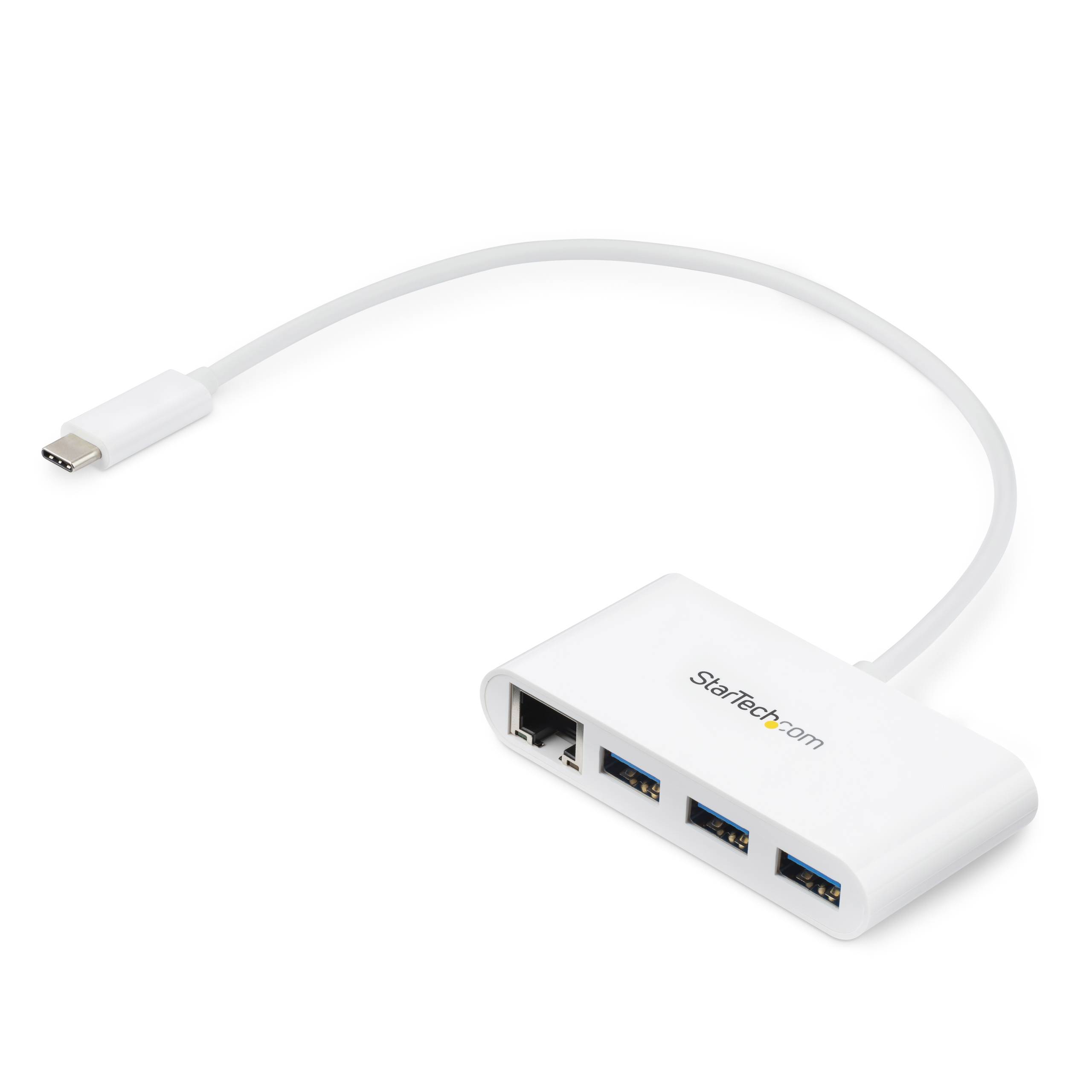 Rca Informatique - image du produit : HUB USB 3.0 A 3 PORTS AVEC GIGABIT ETHERNET - USB-C - BLANC