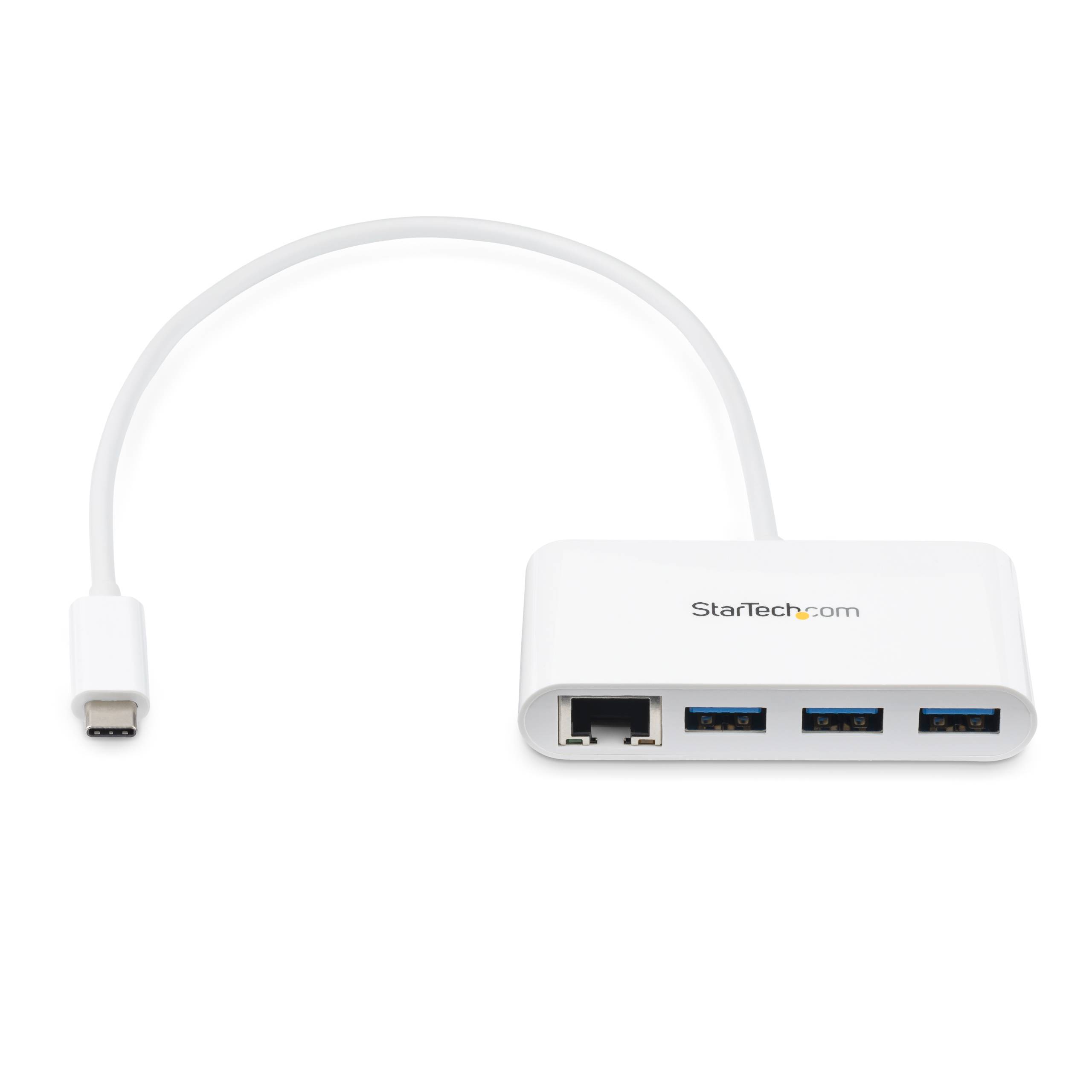 Rca Informatique - image du produit : HUB USB 3.0 A 3 PORTS AVEC GIGABIT ETHERNET - USB-C - BLANC