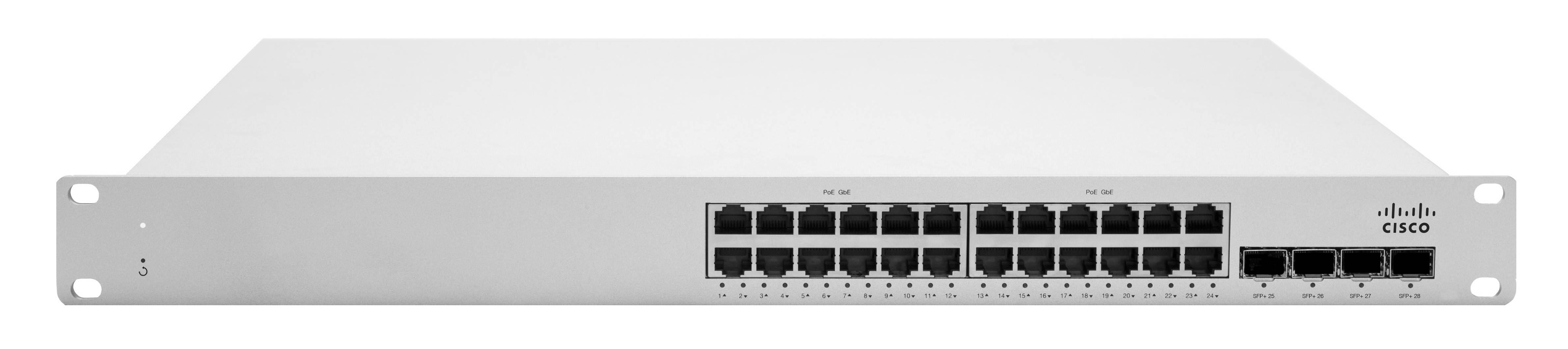 Rca Informatique - image du produit : MERAKI MS225-24P L2 STCK CLOUD MNGD 24X GIGE 370W POE SWITCH