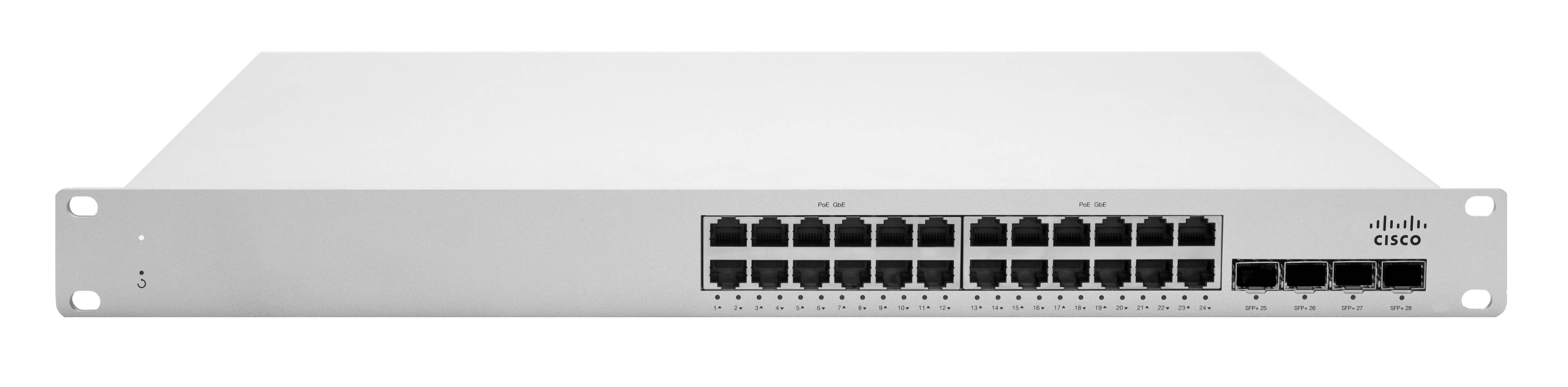 Rca Informatique - Image du produit : MERAKI MS225-24P L2 STCK CLOUD MNGD 24X GIGE 370W POE SWITCH