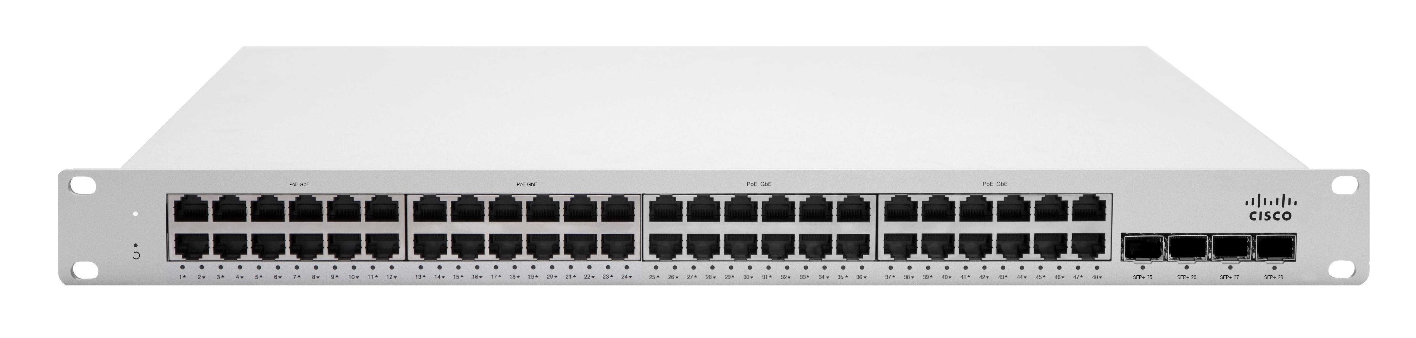 Rca Informatique - image du produit : MERAKI MS225-48LP L2 STCK CLD- MNGD 48X GIGE 370W POE SWITCH