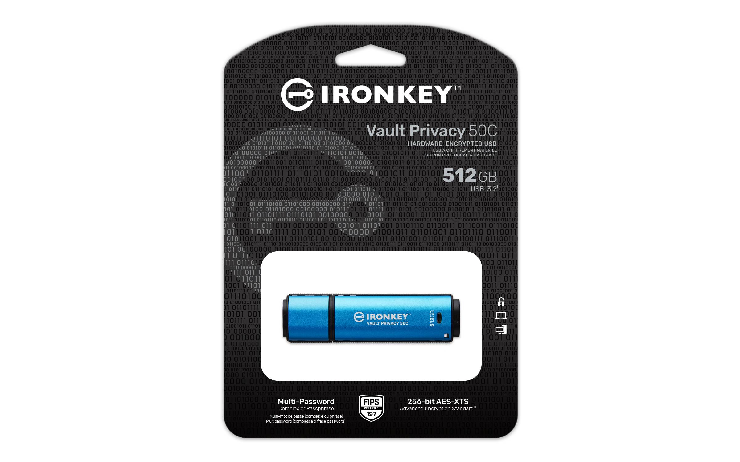 Rca Informatique - image du produit : 512GB USB-C IRONKEY VAULT 50C AES-256 ENCRYPTED FIPS 197