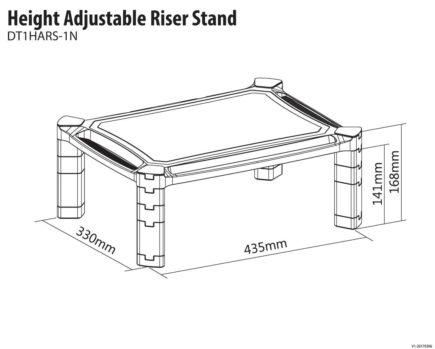 Rca Informatique - image du produit : REHAUSSEUR ECRAN NOIR DESK 435X330X168MM