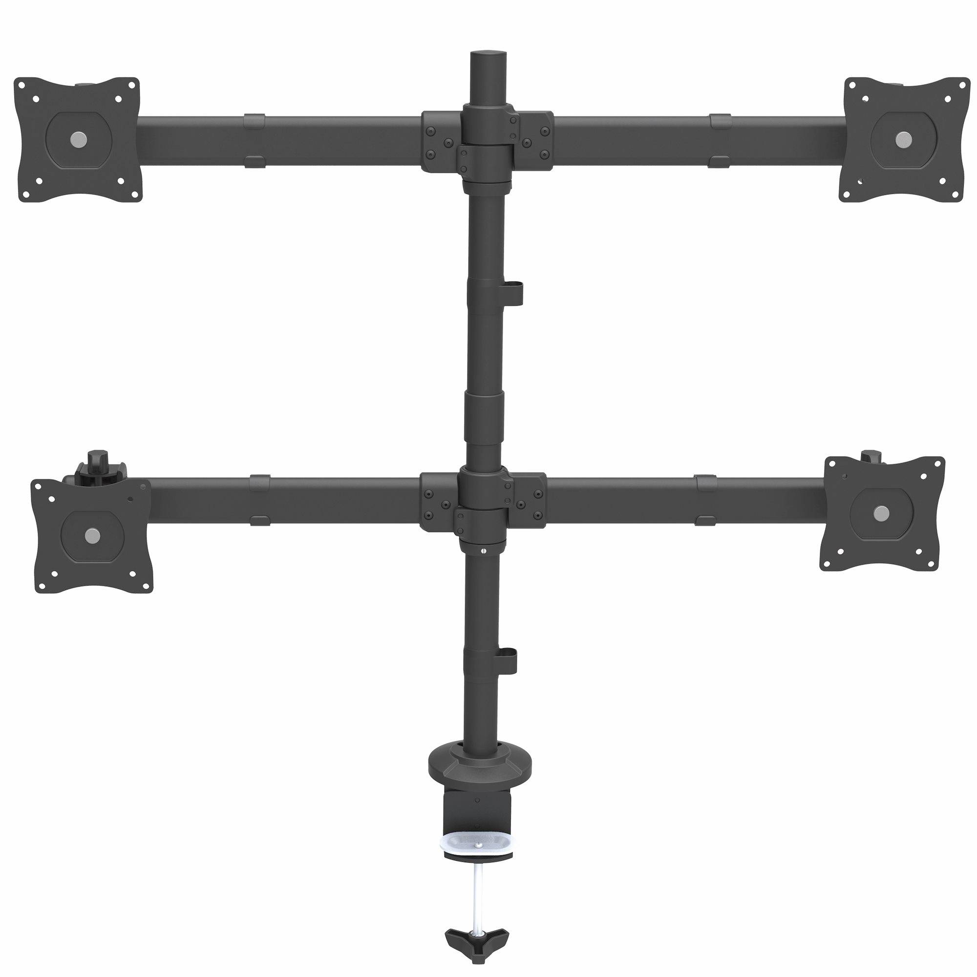 Rca Informatique - image du produit : SUPPORT DE BUREAU POUR 4 ECRANS JUSQUA 27 - ACIER ROBUSTE