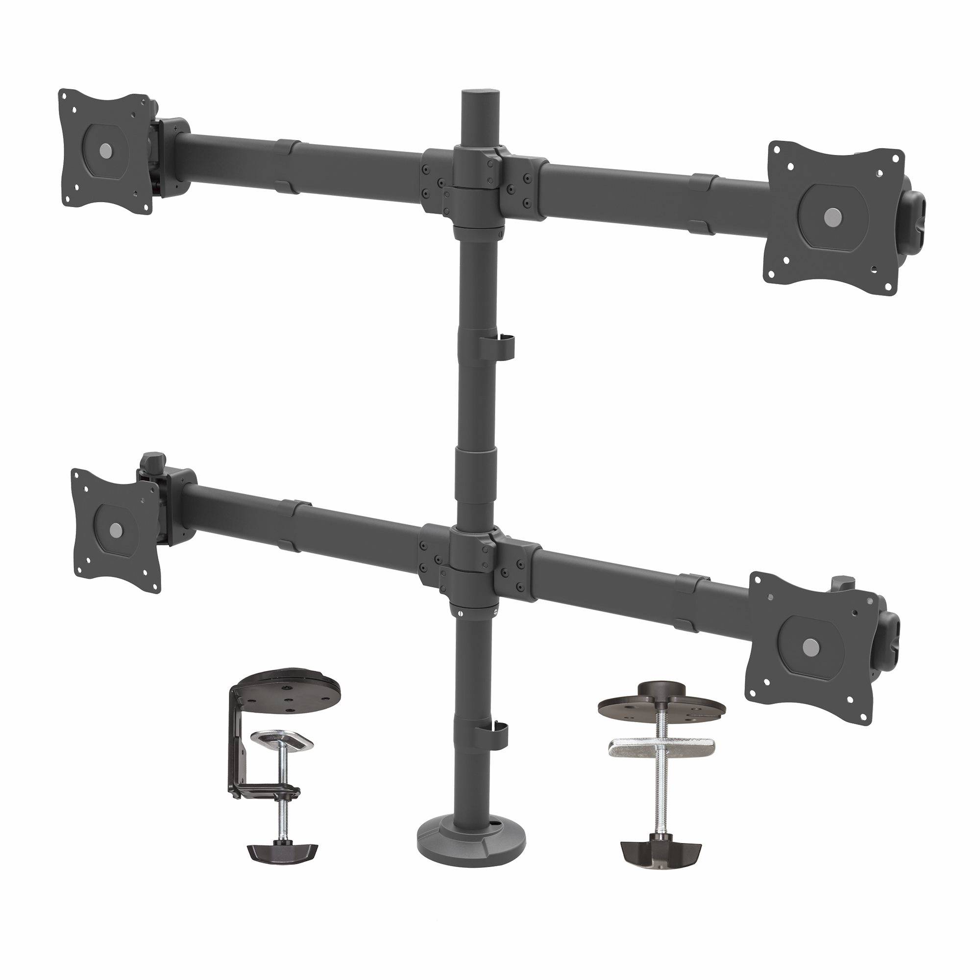 Rca Informatique - Image du produit : SUPPORT DE BUREAU POUR 4 ECRANS JUSQUA 27 - ACIER ROBUSTE