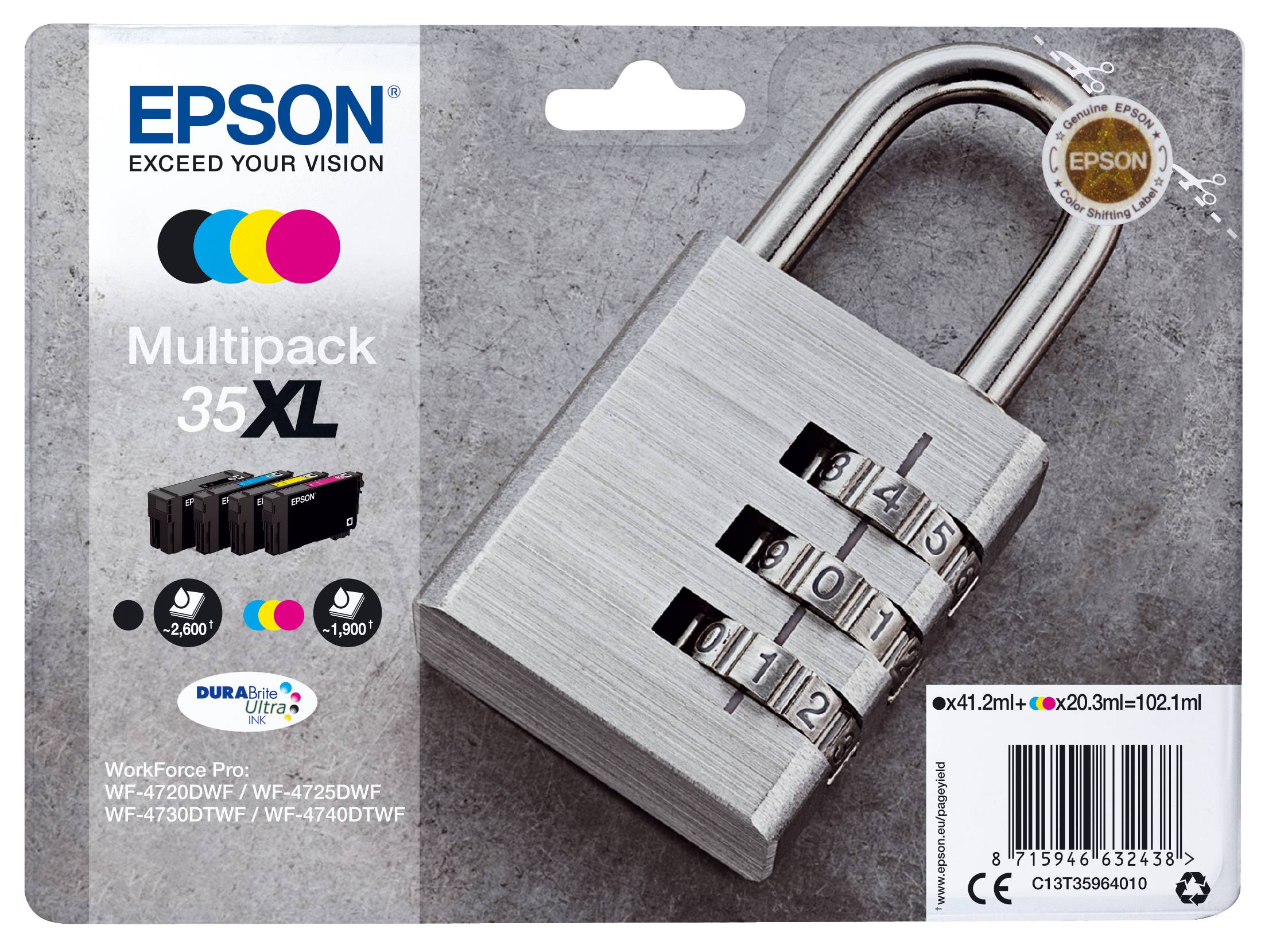 Rca Informatique - Image du produit : MULTIPACK 4-COLOURS 35XL PADLOCK