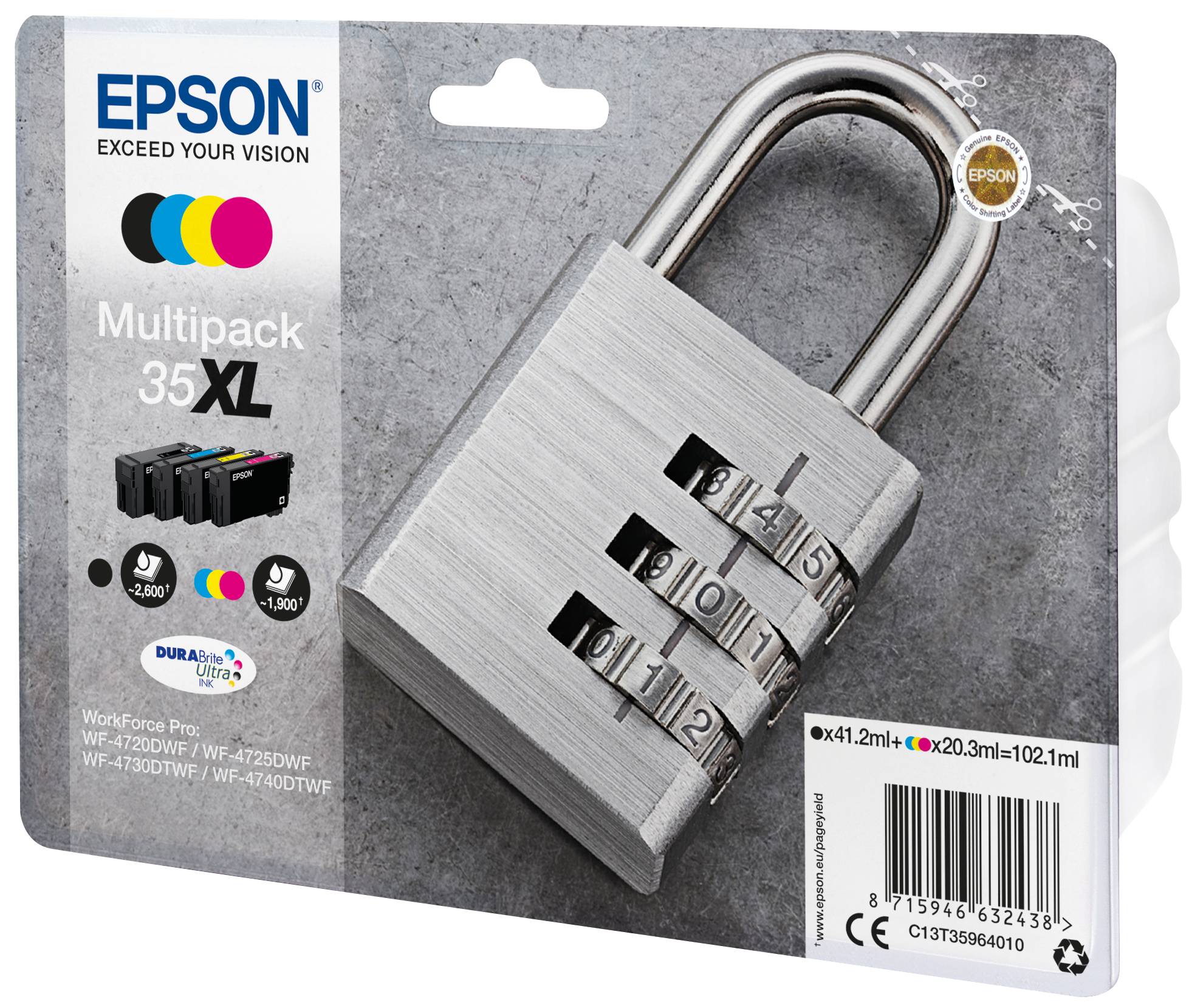 Rca Informatique - image du produit : MULTIPACK 4-COLOURS 35XL PADLOCK