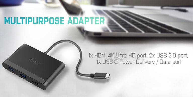 Rca Informatique - image du produit : I-TEC USB C TRAVEL ADAPTER W PD 4K HDMI/ USB 3.0/ USB-C PD/DATA