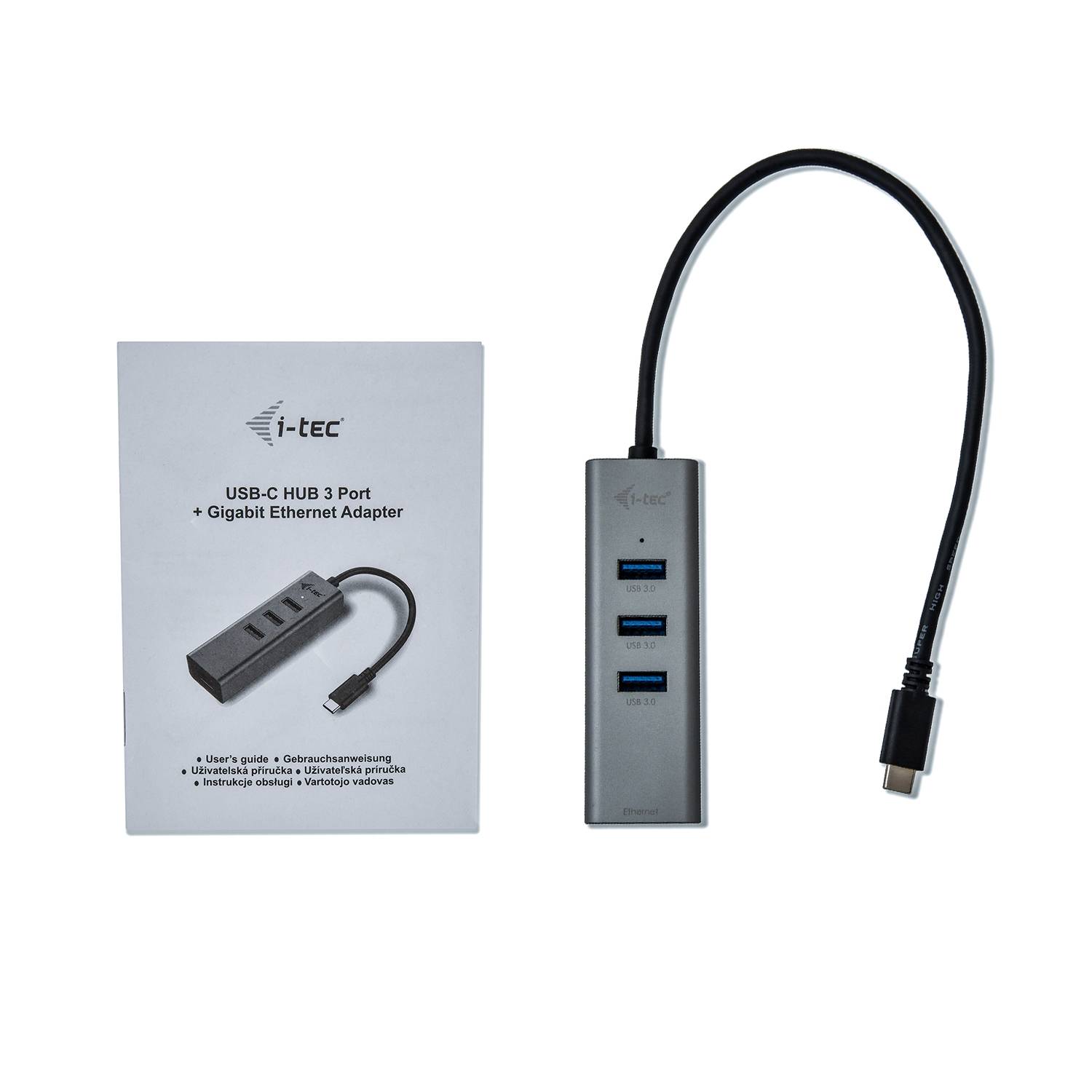 Rca Informatique - image du produit : I-TEC USB-C METAL HUB 3 + GLAN 3 PORT HUB + ETHERNET ADAPTER