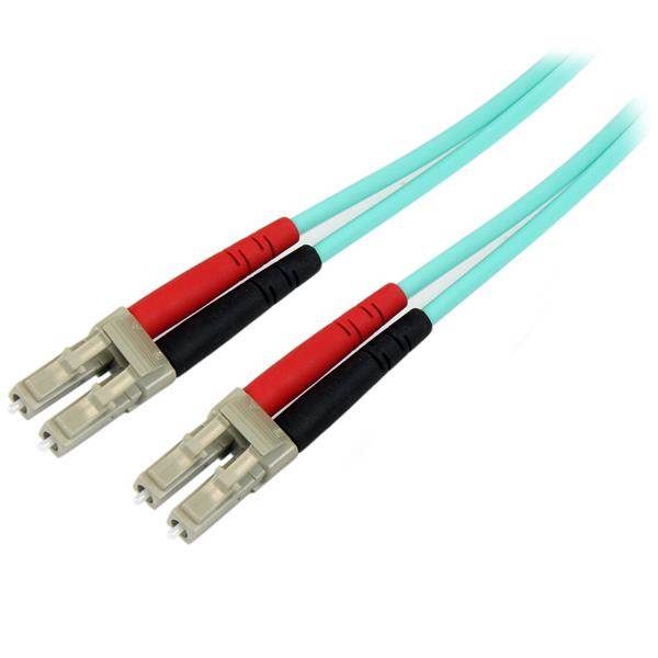 Rca Informatique - Image du produit : 1M OM4 FIBER OPTIC CABLE LC TO LC FIBER PATCH CABLE - AQUA