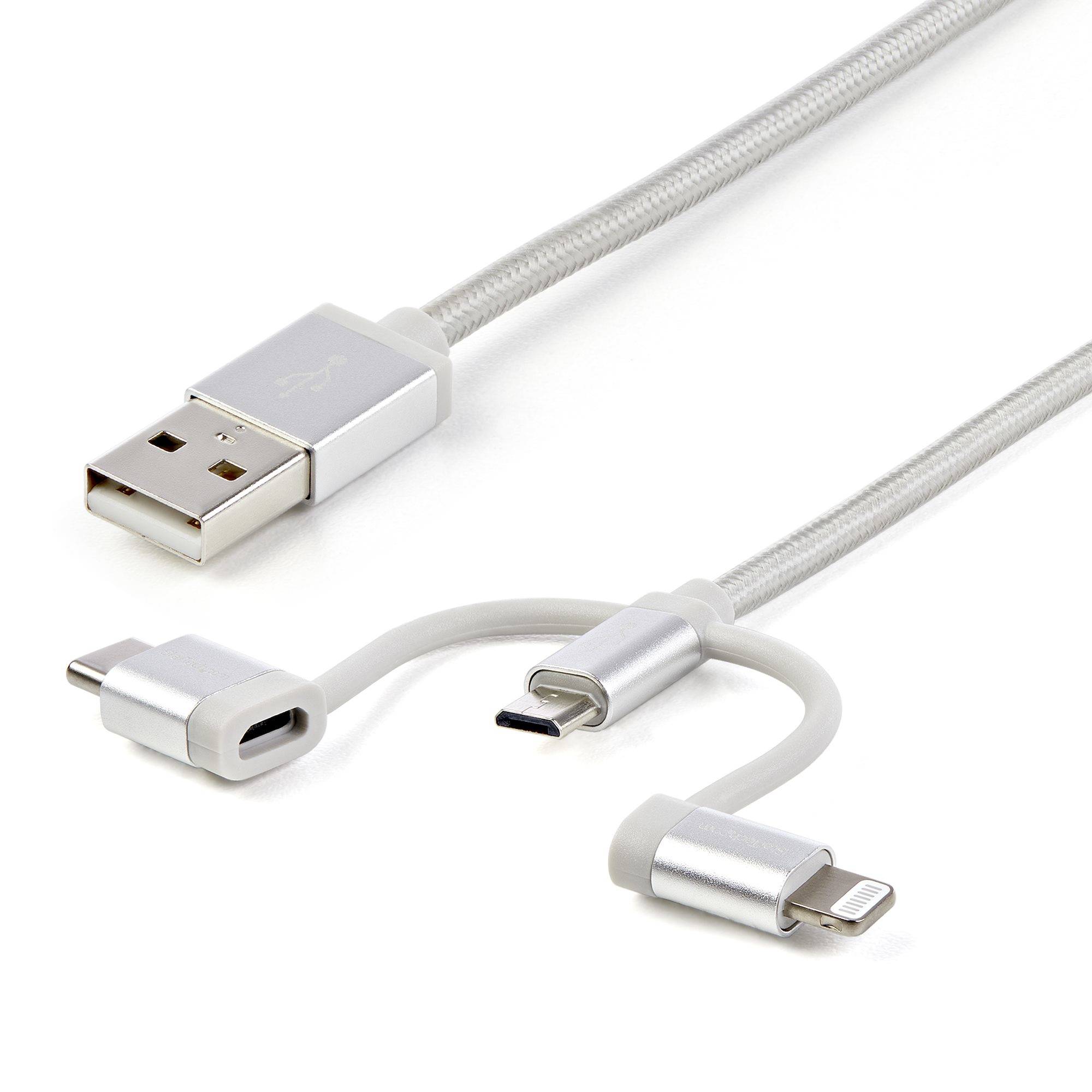 Rca Informatique - Image du produit : 1M 3 IN 1 CHARGER - LIGHTNING USB C OR MICRO-USB - BRAIDED