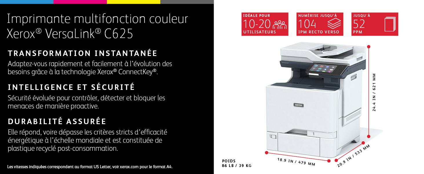 Rca Informatique - image du produit : VERSALINK C625 A4 50PPM DUPLEX COPY/PRINT/SCAN/FAX PS3 PCL5E/6