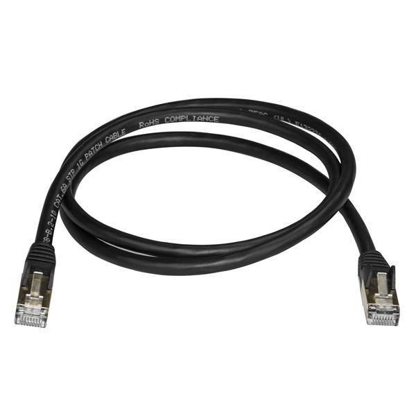 Rca Informatique - image du produit : 1M CAT6A PATCH CABLE - BLACK CAT 6A NETWORK CABLE - STP