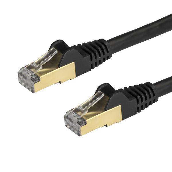 Rca Informatique - image du produit : 1M CAT6A PATCH CABLE - BLACK CAT 6A NETWORK CABLE - STP