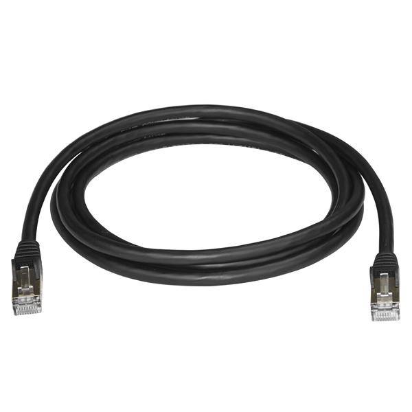 Rca Informatique - image du produit : 2M CAT6A PATCH CABLE - BLACK CAT 6A NETWORK CABLE - STP