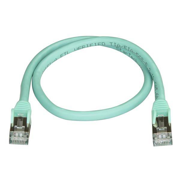 Rca Informatique - image du produit : 0.5M CAT6A PATCH CABLE - AQUA CAT 6A NETWORK CABLE - STP