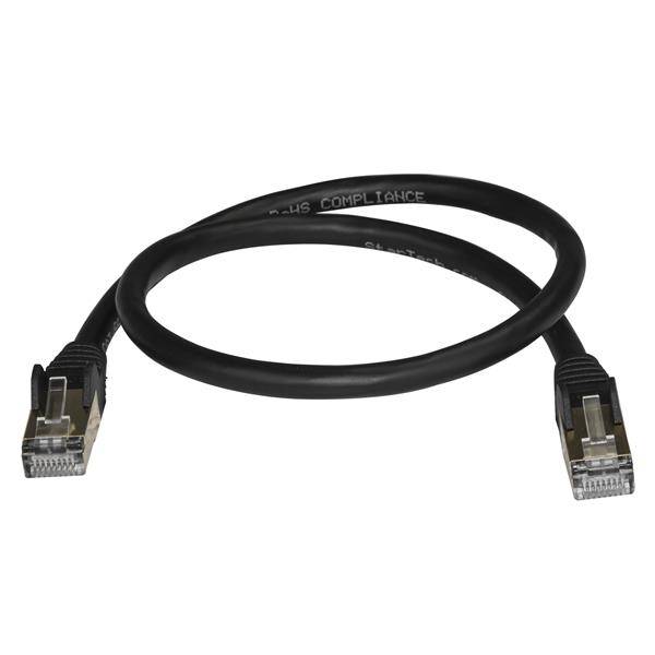 Rca Informatique - image du produit : 0.5M CAT6A PATCH CABLE BLACK CAT 6A NETWORK CABLE - STP