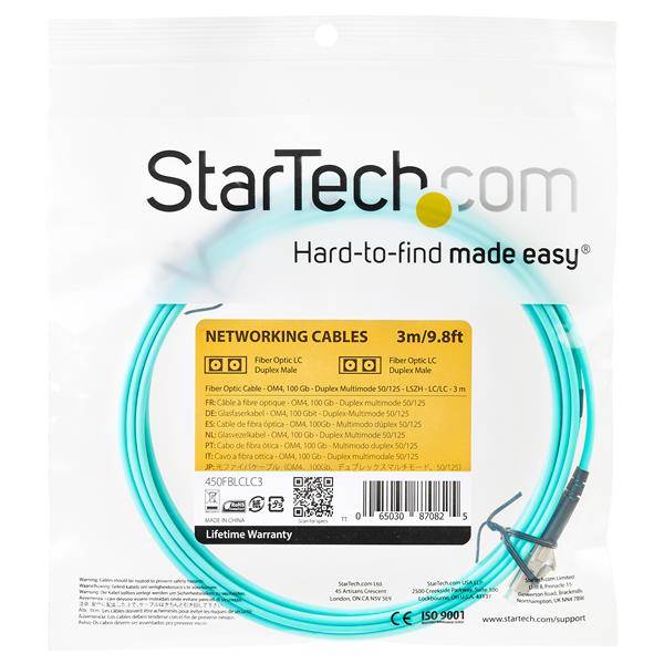 Rca Informatique - image du produit : 3M OM4 FIBER OPTIC CABLE 101 GB 50/125 LSZH-LC/LC-3M