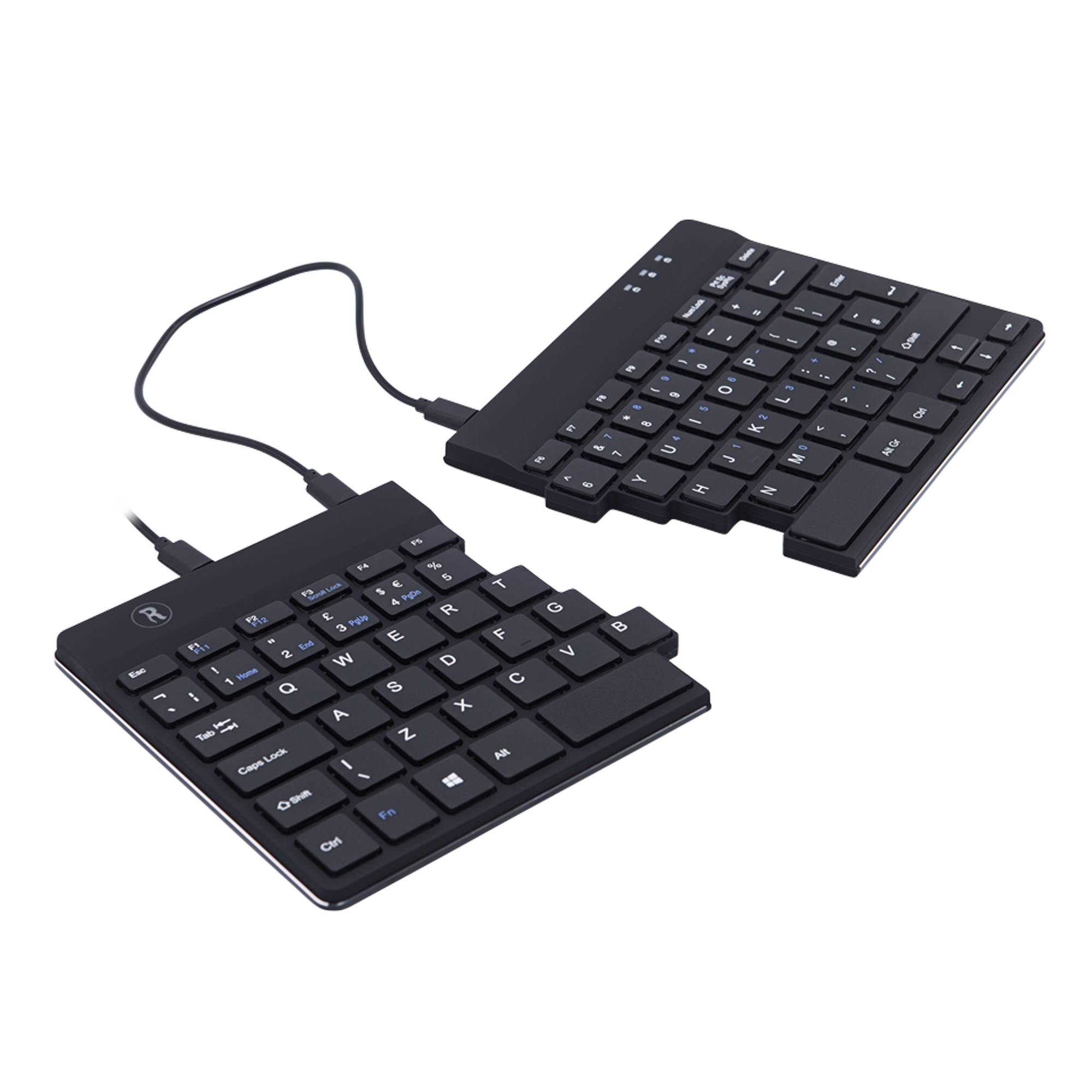 Rca Informatique - image du produit : R-GO SPLIT ERGONOMIC KEYBOARD UK LAYOUT QWERTY BLK WIRED