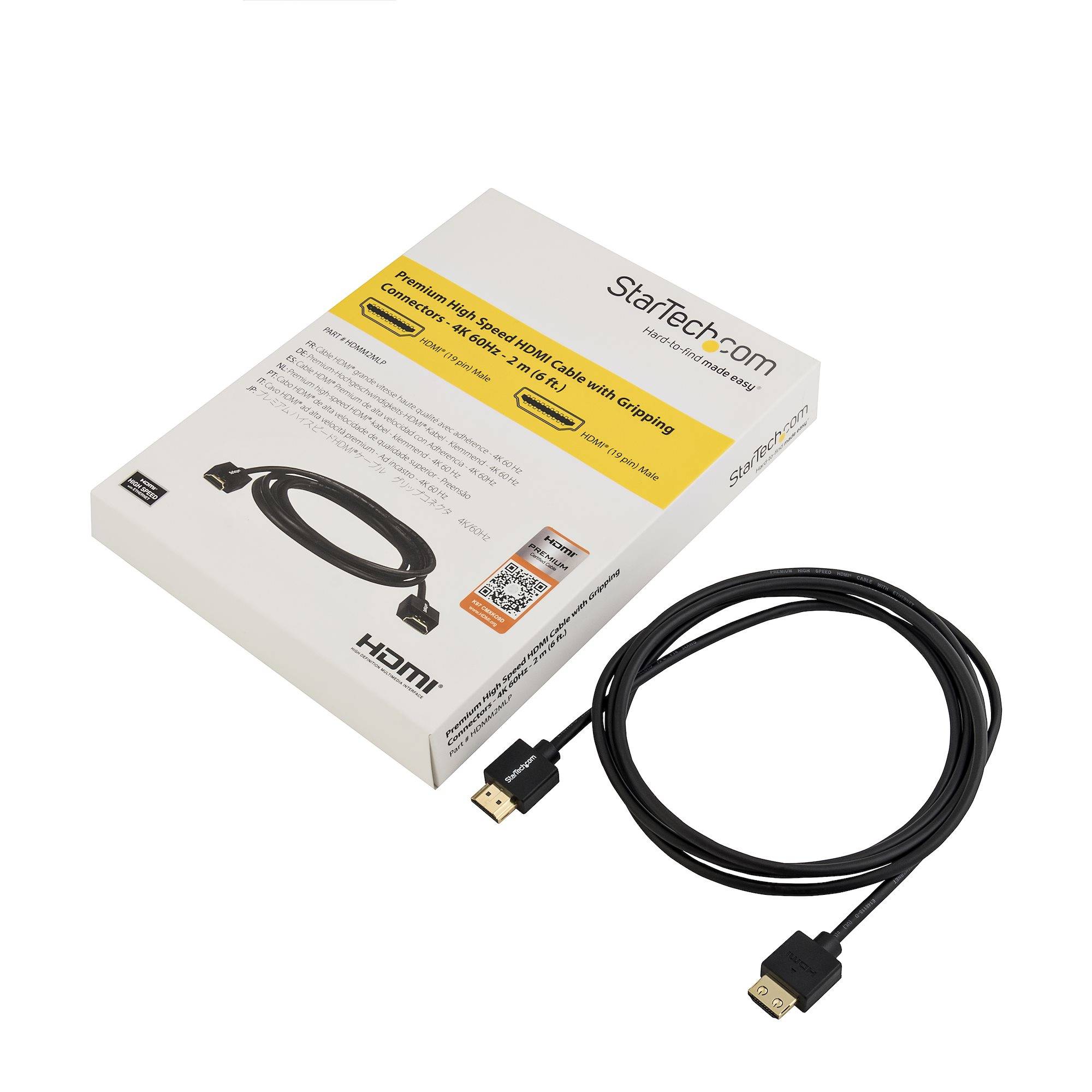 Rca Informatique - image du produit : 2M PREMIUM CERTIFIED HDMI CABLE 2.0 - GRIPPING CONNECTORS