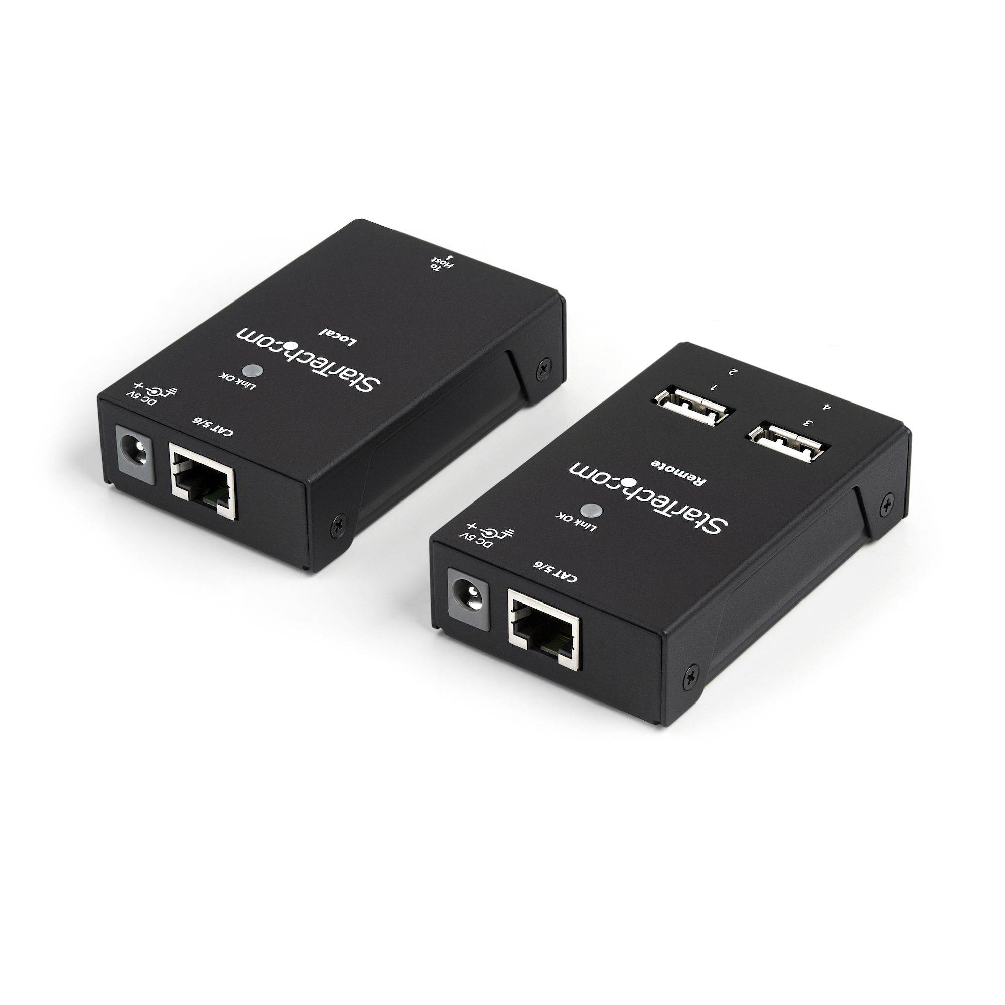 Rca Informatique - image du produit : EXTENDEUR USB 2.0 SUR CAT5 / CAT6 A 4 PORTS JUSQUA 50 M