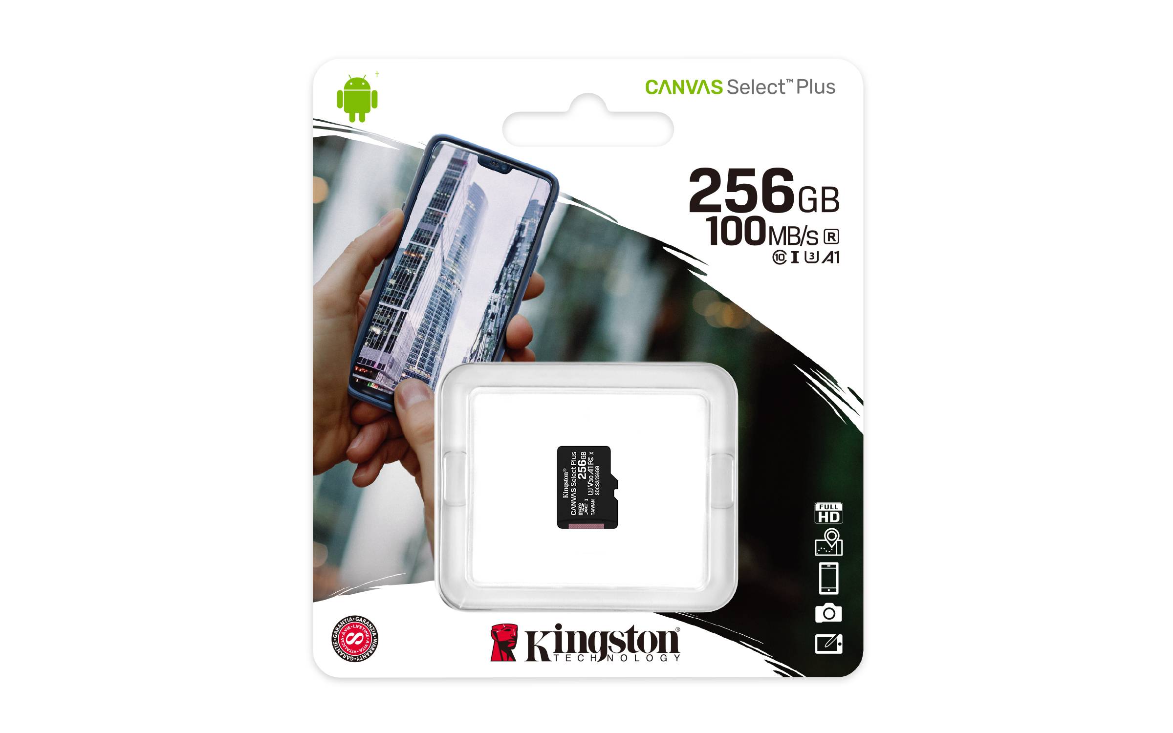 Rca Informatique - image du produit : 256GB MICROSDXC CANVAS SELECT 100R A1 C10 SP W/O ADAPTER