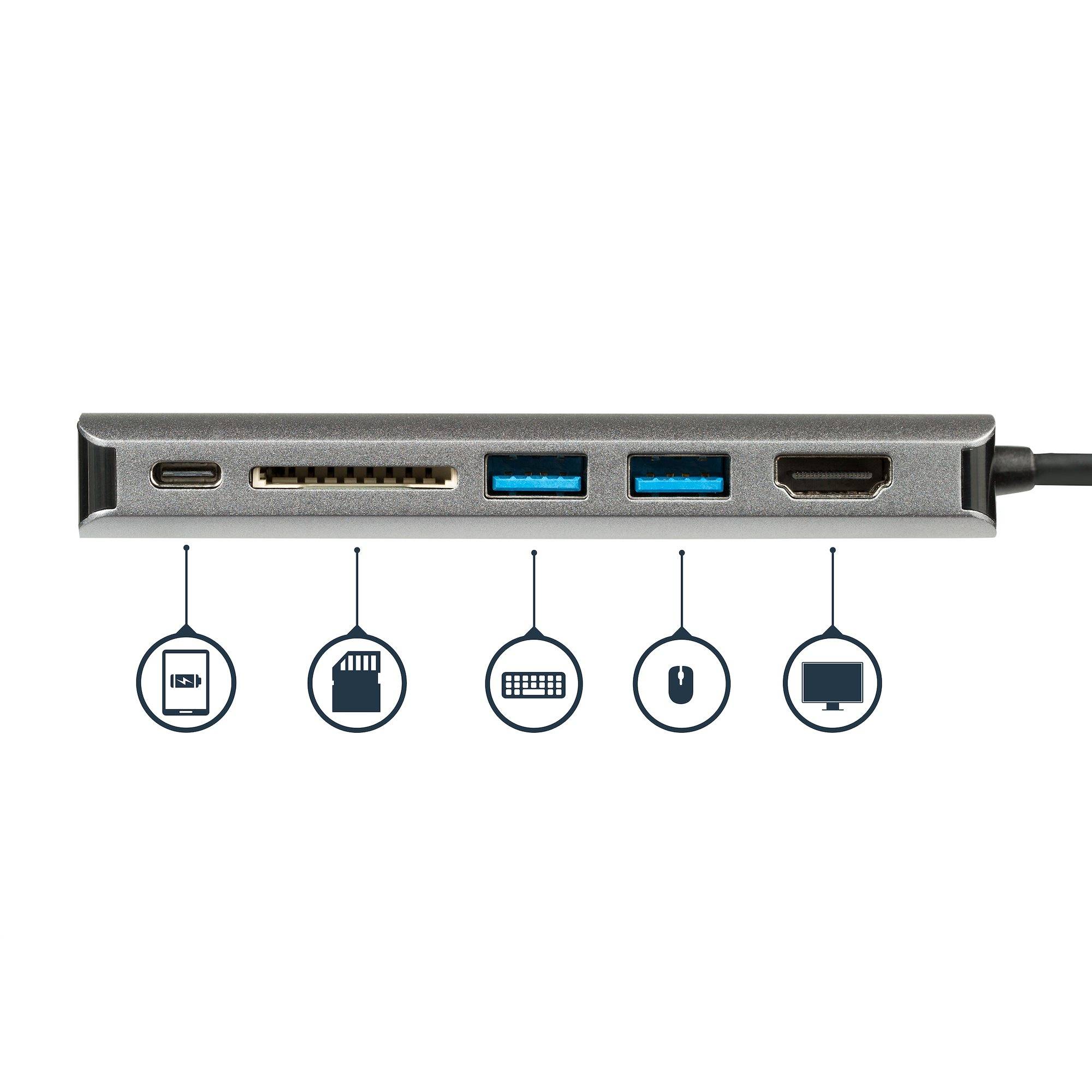 Rca Informatique - image du produit : USB-C MULTIPORT ADAPTER WITH SD PD - 4K HDMI - GBE - 2X USB-A