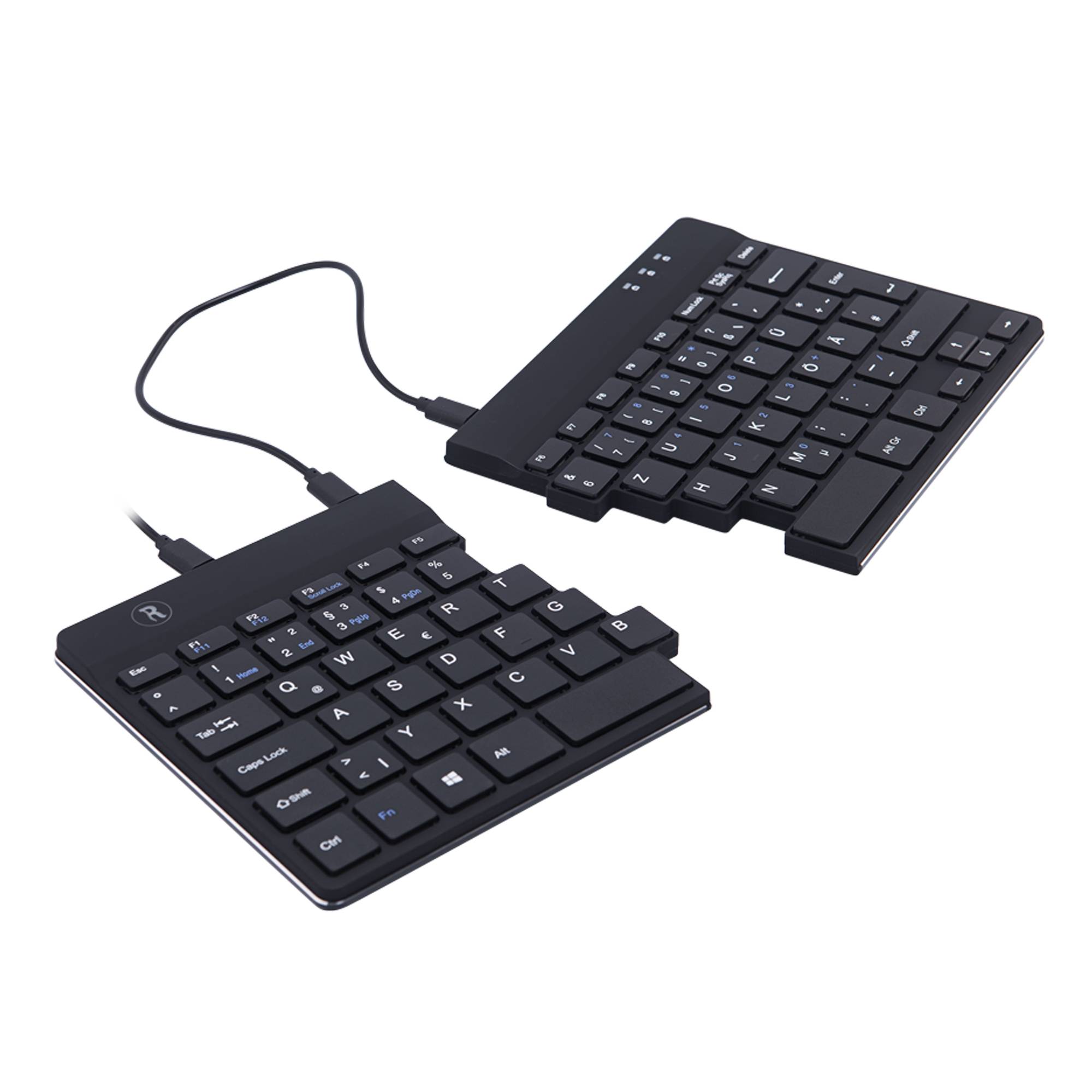 Rca Informatique - image du produit : R-GO SPLIT ERGONOMIC KEYBOARD DE LAYOUT QWERTZ BLK WIRED