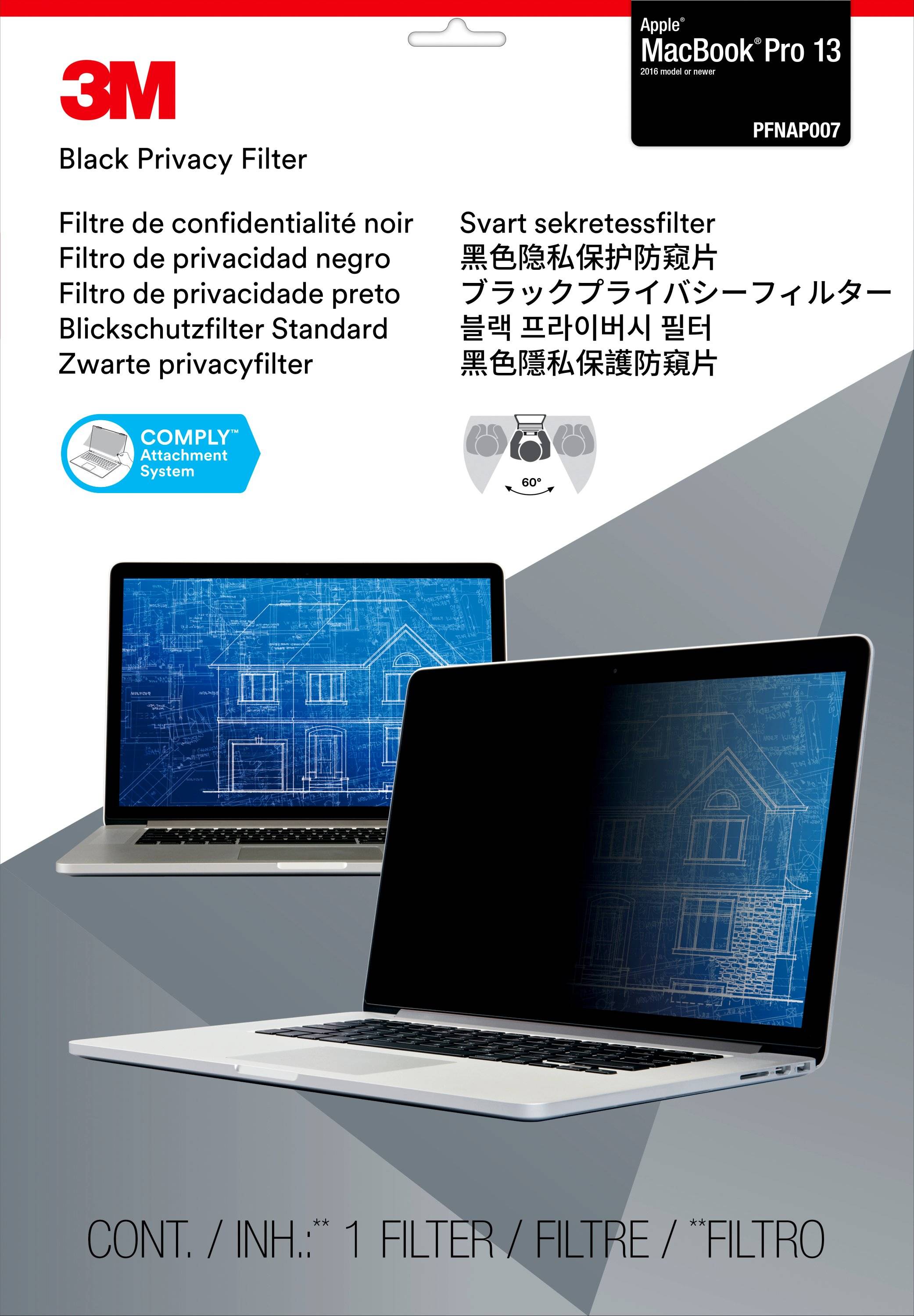 Rca Informatique - image du produit : BLACK PRIVACY FILTER FOR APPLE MACBOOK PRO 13IN