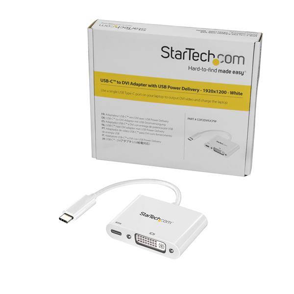 Rca Informatique - image du produit : USB C TO DVI ADAPTER WITH POWER DELIVERY - WHITE - USB-C ADAPTER