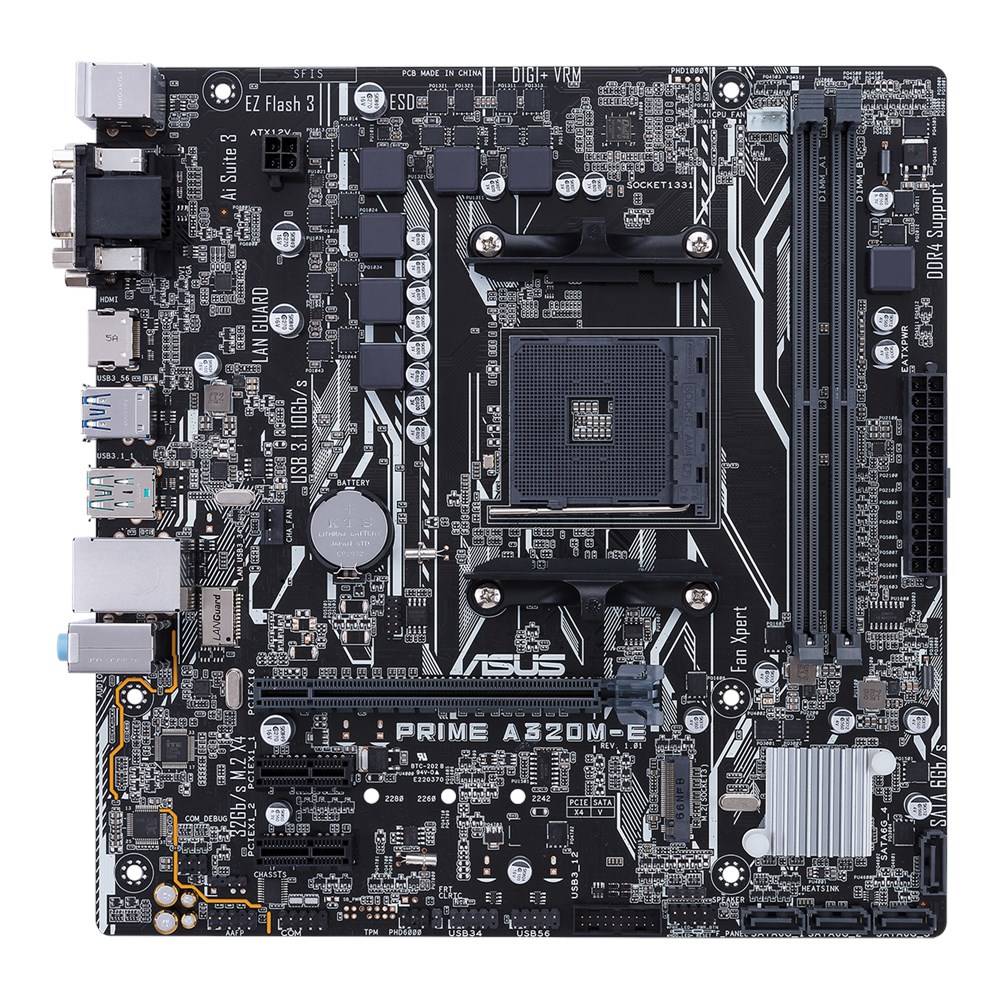 Rca Informatique - image du produit : PRIME A320M-E AM4 A320 MATX GLN+U3.1+M2 SATA 6GB/S DDR4