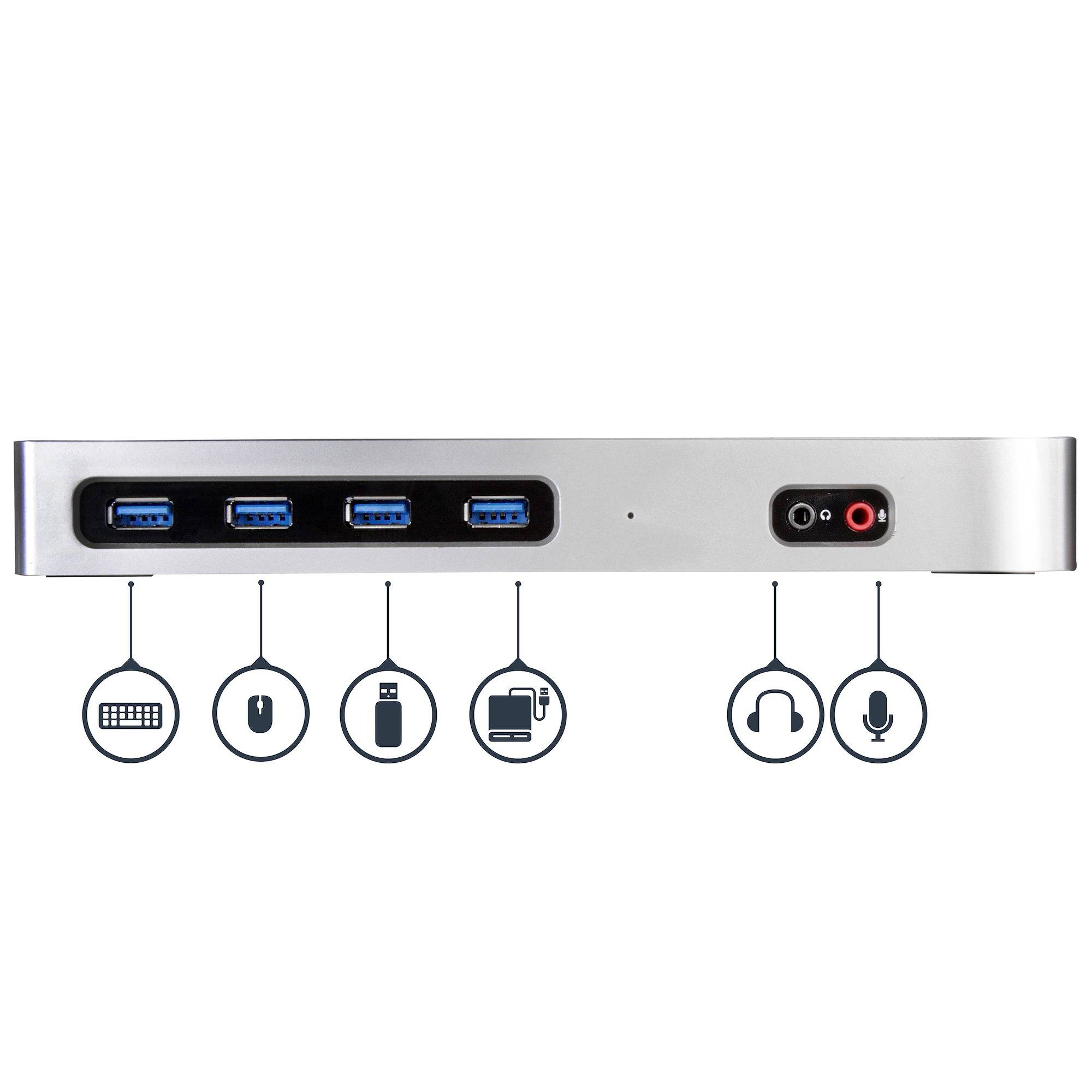 Rca Informatique - image du produit : USBC / USB 3.0 DOCKING STATION DUAL HDMI/DUAL DP/HDMI DP 60HZ