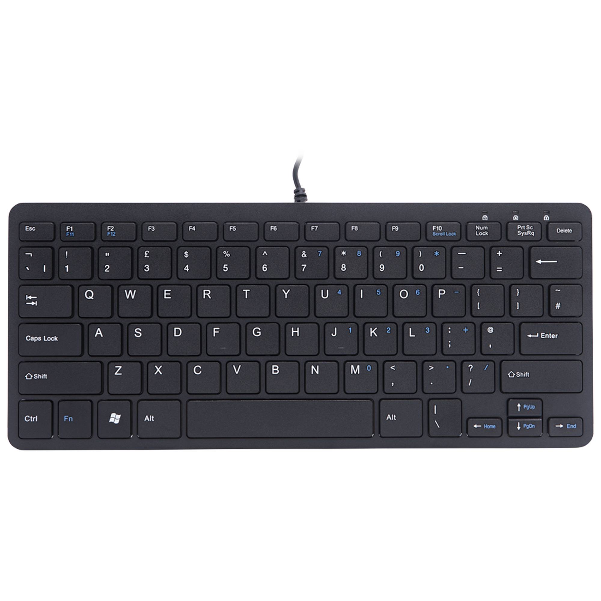 Rca Informatique - image du produit : R-GO COMPACT KEYBOARD UK LAYOUT QWERTY BLK WIRED