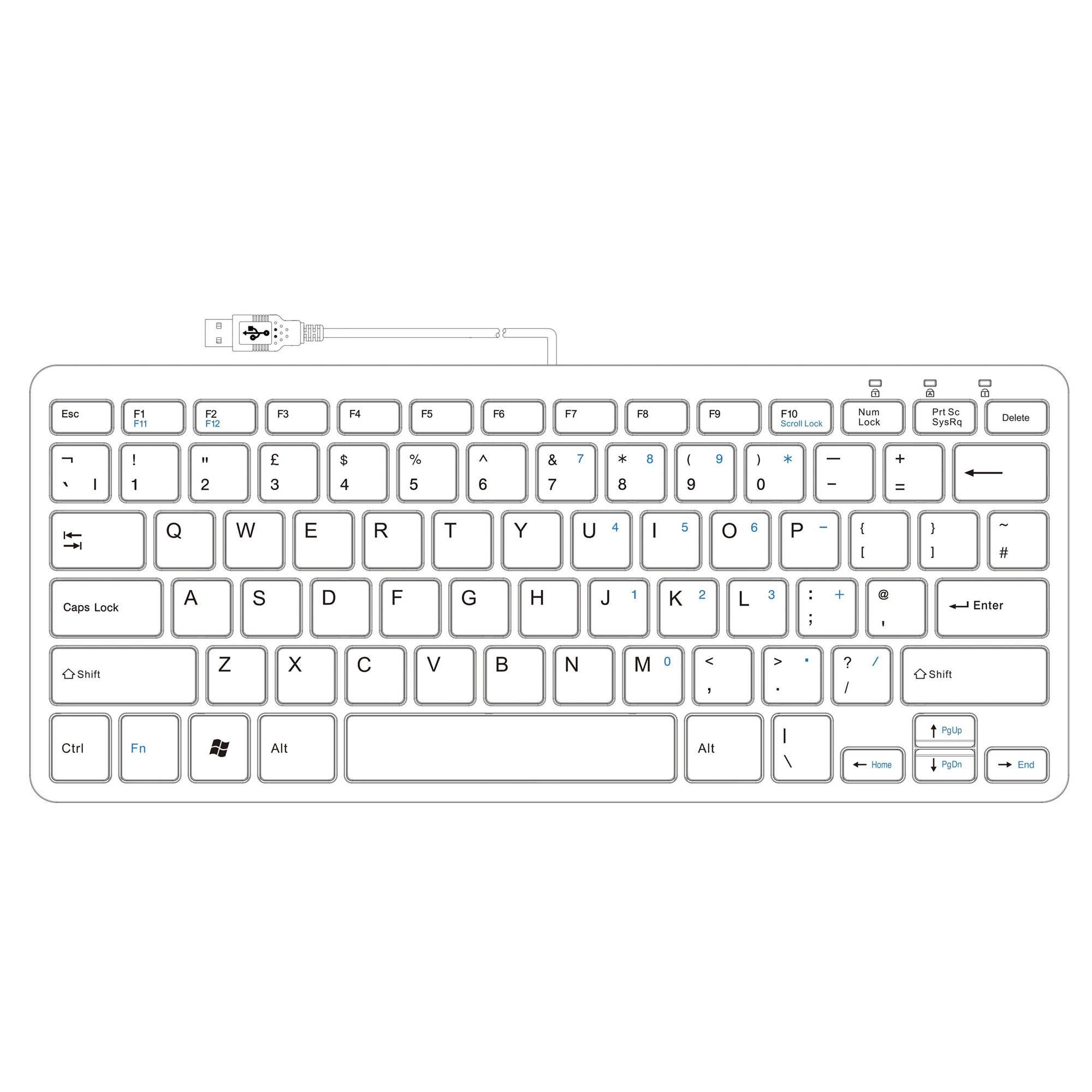 Rca Informatique - image du produit : R-GO COMPACT KEYBOARD UK LAYOUT QWERTY BLK WIRED