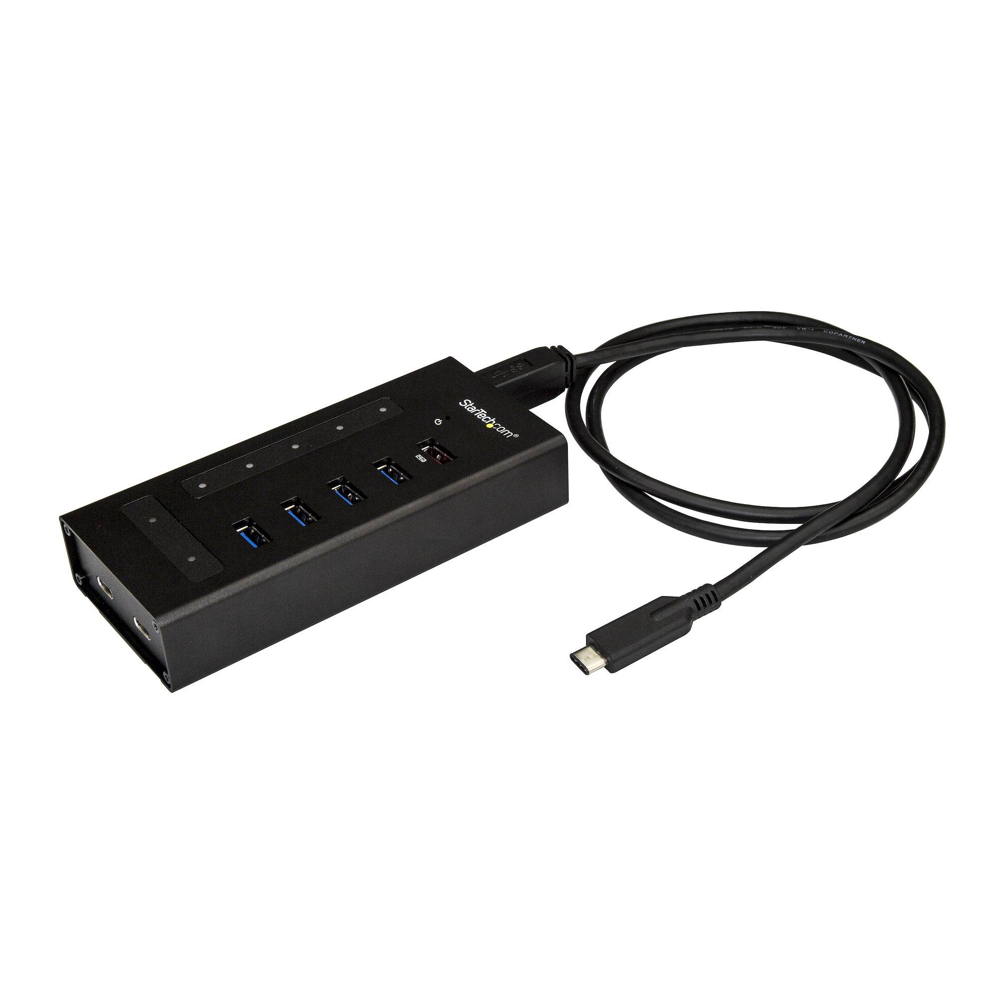 Rca Informatique - image du produit : 7PORT USBC HUB USBC TO 2X C AND 5X A USB 3.0 HUB METAL