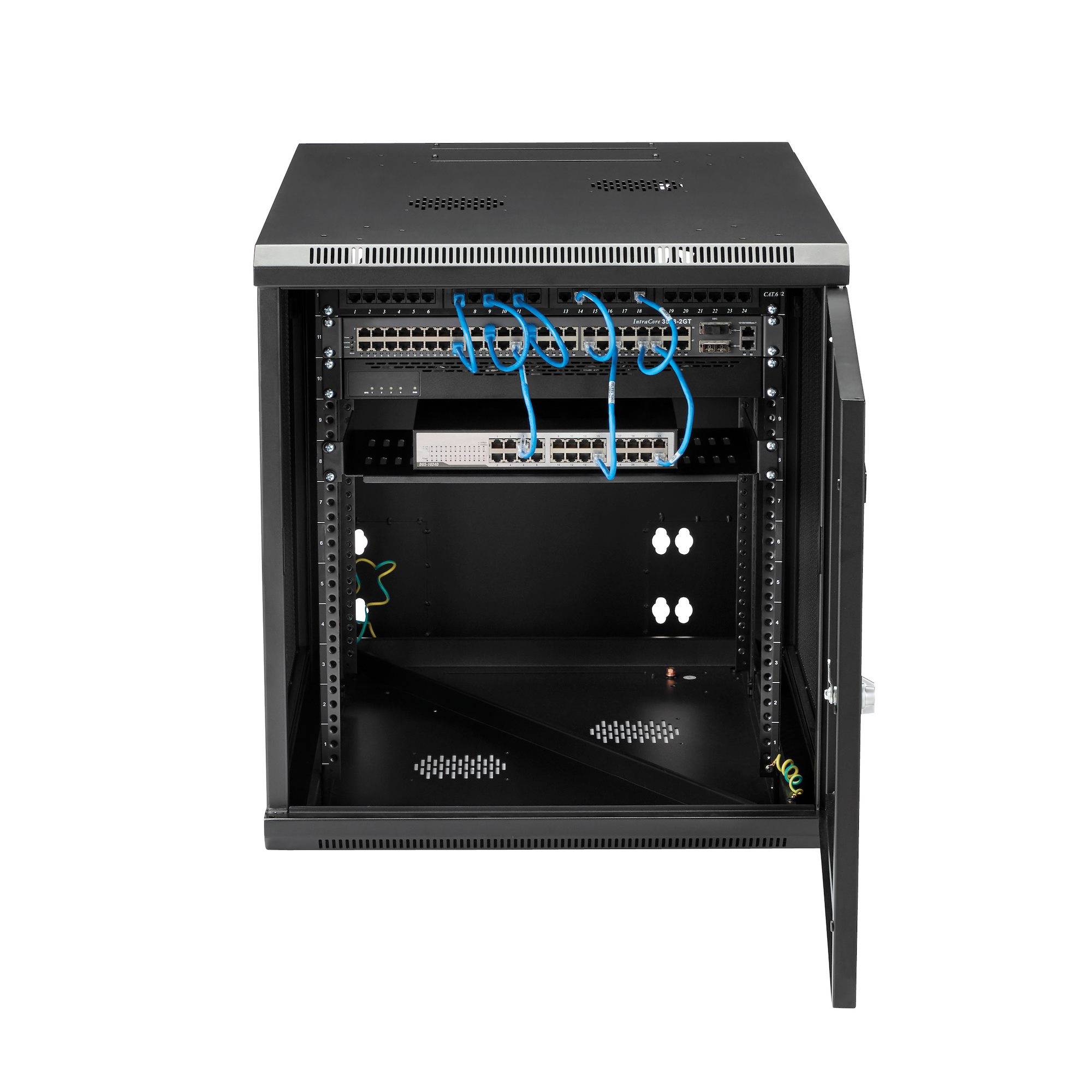 Rca Informatique - image du produit : 12U SERVER RACK ENCLOSURE WITH HINGE - WALL MOUNT NETWORK RACK