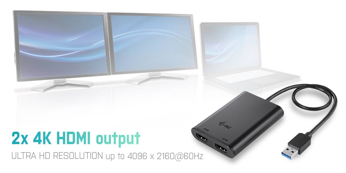 Rca Informatique - image du produit : I-TEC USB3.0 DUAL 4K HDMI ADAP .