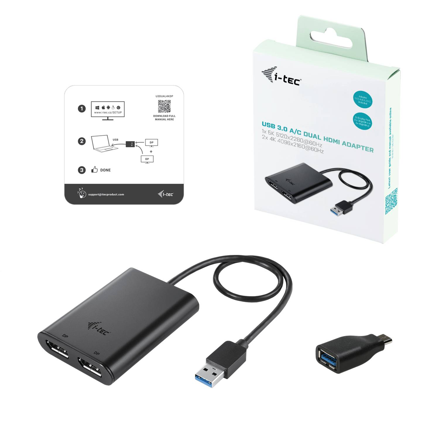 Rca Informatique - image du produit : I-TEC USB3.0 DUAL 4K DP ADAPTER .