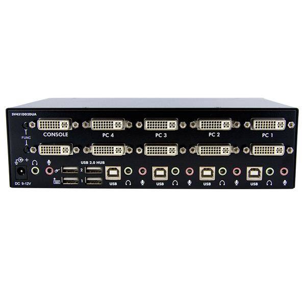 Rca Informatique - image du produit : COMMUTATEUR KVM DOUBLE DVI USB AVEC AUDIO - 4 PORTS